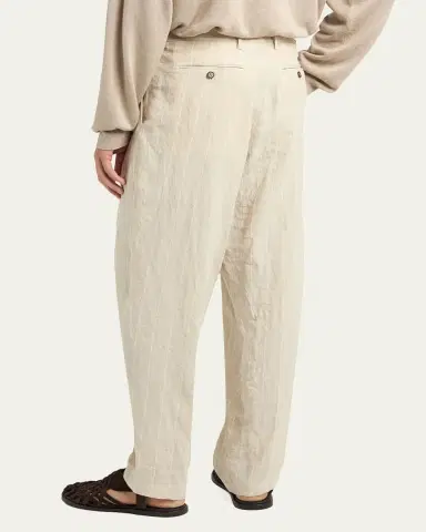Giorgio Armani Men's Linen Hairline Pleated Trousers | Thumbnail 3 Giorgio Armani Men's Linen Hairline Pleated Trousers | Thumbnail 3