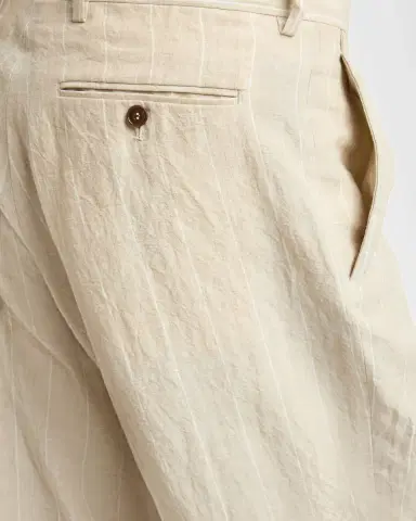 Giorgio Armani Men's Linen Hairline Pleated Trousers | Thumbnail 9 Giorgio Armani Men's Linen Hairline Pleated Trousers | Thumbnail 9