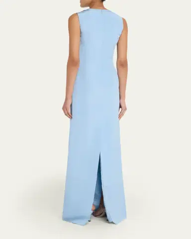 Oscar de la Renta Sleeveless Porcelain Flowers Embroidered Faille Gown | Thumbnail 3 Oscar de la Renta Sleeveless Porcelain Flowers Embroidered Faille Gown | Thumbnail 3