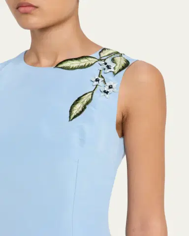 Oscar de la Renta Sleeveless Porcelain Flowers Embroidered Faille Gown | Thumbnail 5 Oscar de la Renta Sleeveless Porcelain Flowers Embroidered Faille Gown | Thumbnail 5