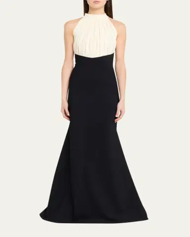 Chiara Boni La Petite Robe Warda Pleated Two-Tone Trumpet Gown | Thumbnail 2 Chiara Boni La Petite Robe Warda Pleated Two-Tone Trumpet Gown | Thumbnail 2
