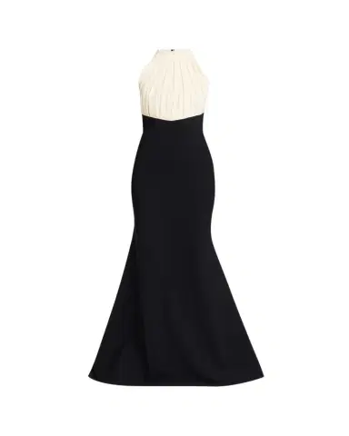 Chiara Boni La Petite Robe Warda Pleated Two-Tone Trumpet Gown | Thumbnail 1 Chiara Boni La Petite Robe Warda Pleated Two-Tone Trumpet Gown | Thumbnail 1