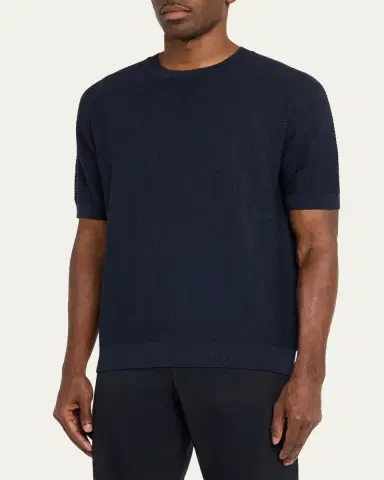 Giorgio Armani Chevron Silk-Cotton T-Shirt | Thumbnail 4 Giorgio Armani Chevron Silk-Cotton T-Shirt | Thumbnail 4