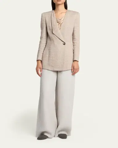 Giorgio Armani Linen Crepe Double-Breasted Jacket | Thumbnail 2 Giorgio Armani Linen Crepe Double-Breasted Jacket | Thumbnail 2