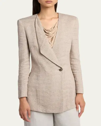 Giorgio Armani Linen Crepe Double-Breasted Jacket | Thumbnail 4 Giorgio Armani Linen Crepe Double-Breasted Jacket | Thumbnail 4