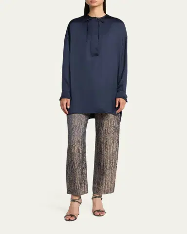 Giorgio Armani Neck-Tie Silk Oversized Tunic Shirt | Thumbnail 2 Giorgio Armani Neck-Tie Silk Oversized Tunic Shirt | Thumbnail 2