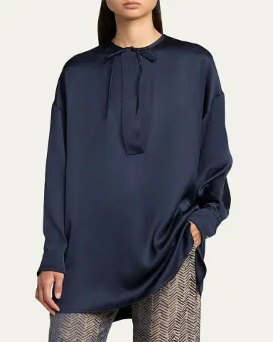 Giorgio Armani Neck-Tie Silk Oversized Tunic Shirt | Thumbnail 4 Giorgio Armani Neck-Tie Silk Oversized Tunic Shirt | Thumbnail 4