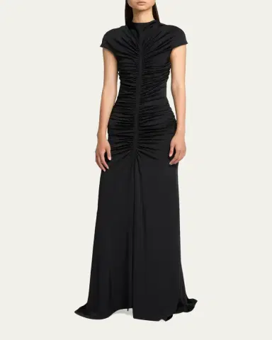 Giorgio Armani Ruched Cap-Sleeve Rhinestone Gown | Thumbnail 4 Giorgio Armani Ruched Cap-Sleeve Rhinestone Gown | Thumbnail 4