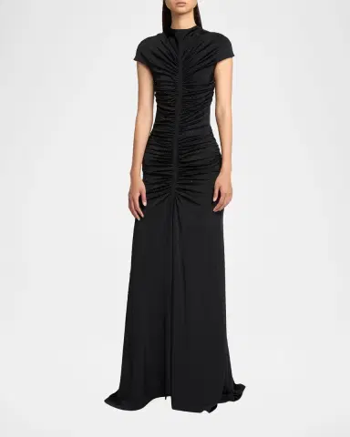 Giorgio Armani Ruched Cap-Sleeve Rhinestone Gown | Thumbnail 8 Giorgio Armani Ruched Cap-Sleeve Rhinestone Gown | Thumbnail 8