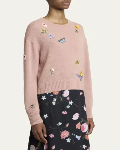 Erdem Embroidered Alpaca-Blend Crewneck Sweater | Thumbnail 4 Erdem Embroidered Alpaca-Blend Crewneck Sweater | Thumbnail 4