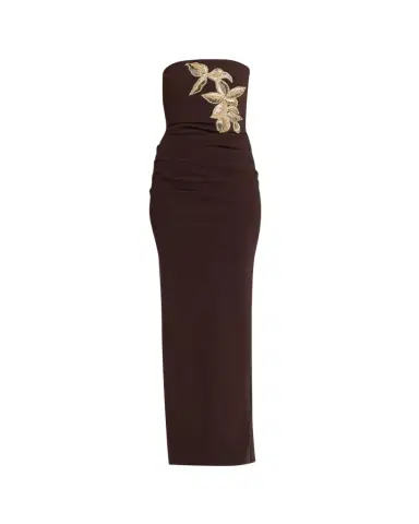 Chiara Boni La Petite Robe Nitra Strapless Bead Applique Column Gown | Thumbnail 1 Chiara Boni La Petite Robe Nitra Strapless Bead Applique Column Gown | Thumbnail 1