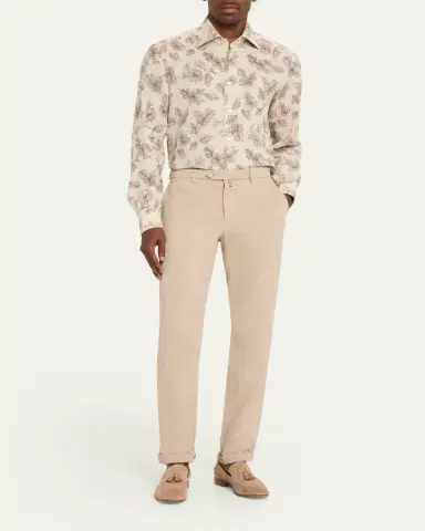 Kiton Men's Floral Linen Button-Down Shirt | Thumbnail 2 Kiton Men's Floral Linen Button-Down Shirt | Thumbnail 2