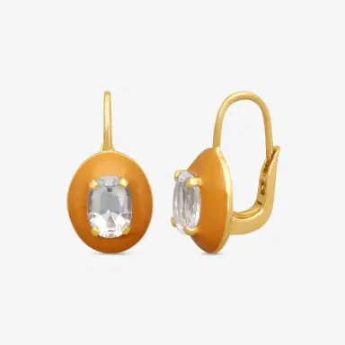 GOSHWARA Goshwara 18K Yellow Gold Oval Rock Crystal Enamel Drop Earrings by The Solist | Thumbnail 2 GOSHWARA Goshwara 18K Yellow Gold Oval Rock Crystal Enamel Drop Earrings by The Solist | Thumbnail 2