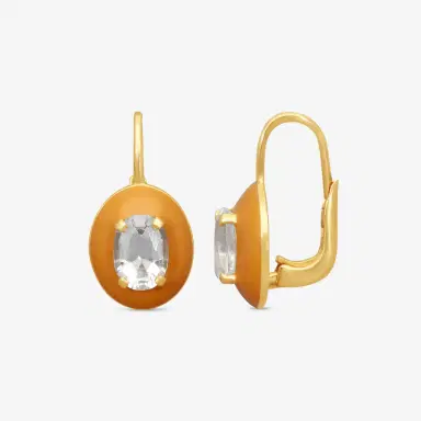 GOSHWARA Goshwara 18K Yellow Gold Oval Rock Crystal Enamel Drop Earrings by The Solist | Thumbnail 3 GOSHWARA Goshwara 18K Yellow Gold Oval Rock Crystal Enamel Drop Earrings by The Solist | Thumbnail 3