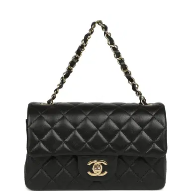 Chanel Chanel Mini Classic Rectangular Flap Bag Black Lambskin Light Gold Hardware | Thumbnail 7 Chanel Chanel Mini Classic Rectangular Flap Bag Black Lambskin Light Gold Hardware | Thumbnail 7