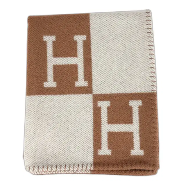 Hermes "Classic Avalon" Ecru and Camel Blanket Hermes "Classic Avalon" Ecru and Camel Blanket