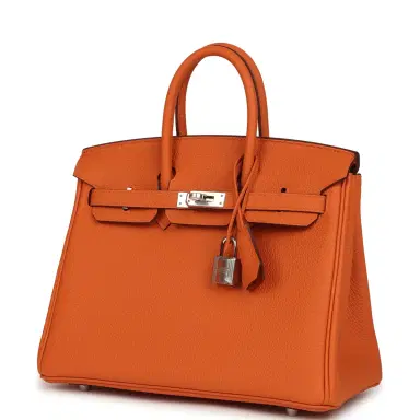 HERMÈS Hermes Birkin 25 Orange Togo Palladium Hardware | Thumbnail 5 HERMÈS Hermes Birkin 25 Orange Togo Palladium Hardware | Thumbnail 5