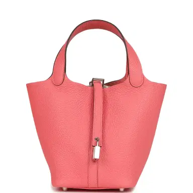 HERMÈS Hermes Picotin Lock 18 Rose Azalee Clemence Palladium Hardware | Thumbnail 1 HERMÈS Hermes Picotin Lock 18 Rose Azalee Clemence Palladium Hardware | Thumbnail 1