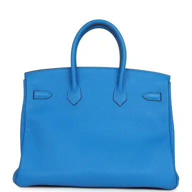 HERMÈS Pre-owned Hermes Birkin 35 Bleu Hydra Clemence Gold Hardware | Thumbnail 4 HERMÈS Pre-owned Hermes Birkin 35 Bleu Hydra Clemence Gold Hardware | Thumbnail 4
