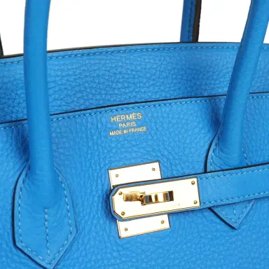HERMÈS Pre-owned Hermes Birkin 35 Bleu Hydra Clemence Gold Hardware | Thumbnail 7 HERMÈS Pre-owned Hermes Birkin 35 Bleu Hydra Clemence Gold Hardware | Thumbnail 7