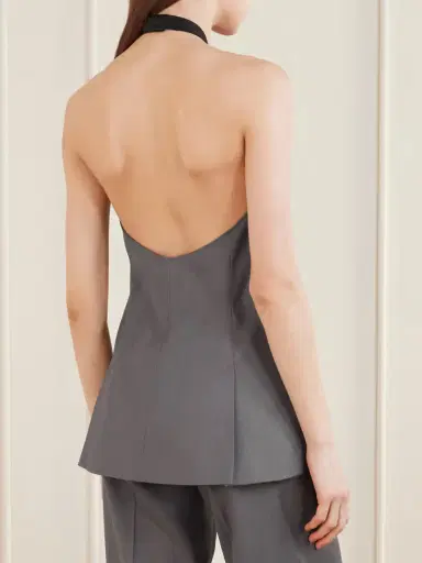 Max Mara Cali Wool-twill Halterneck Blouse | Thumbnail 3 Max Mara Cali Wool-twill Halterneck Blouse | Thumbnail 3