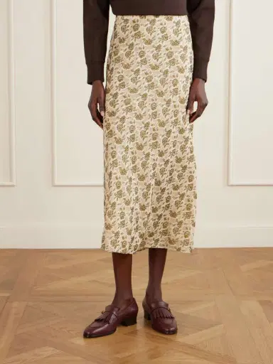 Loro Piana Simona Fil Coupé Silk-jacquard Midi Skirt | Thumbnail 3 Loro Piana Simona Fil Coupé Silk-jacquard Midi Skirt | Thumbnail 3