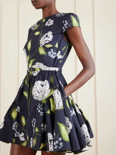 Oscar de la Renta Belted Tiered Floral-print Cotton-blend Poplin Mini Dress | Thumbnail 4 Oscar de la Renta Belted Tiered Floral-print Cotton-blend Poplin Mini Dress | Thumbnail 4