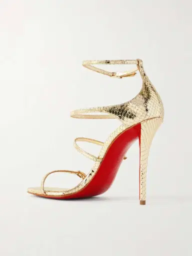 Christian Louboutin Millennium Buckled Pyhton-effect Metallic Leather Sandals | Thumbnail 3 Christian Louboutin Millennium Buckled Pyhton-effect Metallic Leather Sandals | Thumbnail 3