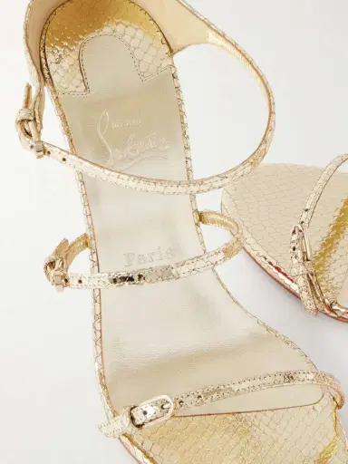 Christian Louboutin Millennium Buckled Pyhton-effect Metallic Leather Sandals | Thumbnail 5 Christian Louboutin Millennium Buckled Pyhton-effect Metallic Leather Sandals | Thumbnail 5