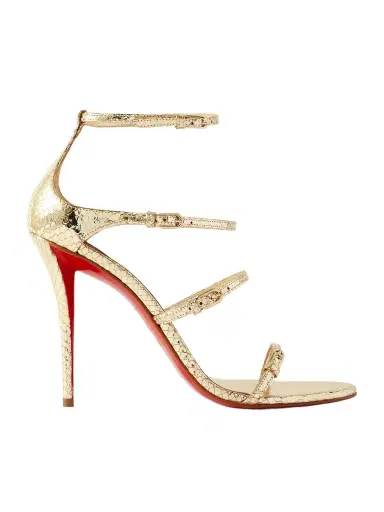 Christian Louboutin Millennium Buckled Pyhton-effect Metallic Leather Sandals | Thumbnail 1 Christian Louboutin Millennium Buckled Pyhton-effect Metallic Leather Sandals | Thumbnail 1