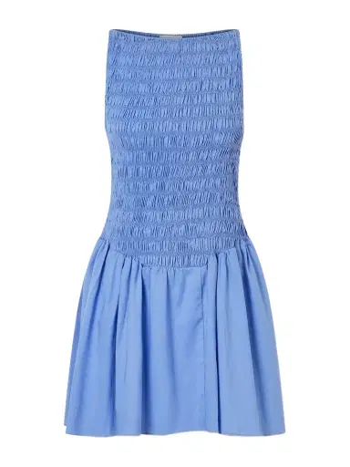 Faithfull Martina Shirred Cotton Mini Dress | Thumbnail 1 Faithfull Martina Shirred Cotton Mini Dress | Thumbnail 1