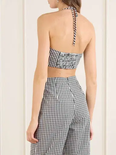 Faithfull Onda Knotted Checked Cotton Top | Thumbnail 3 Faithfull Onda Knotted Checked Cotton Top | Thumbnail 3