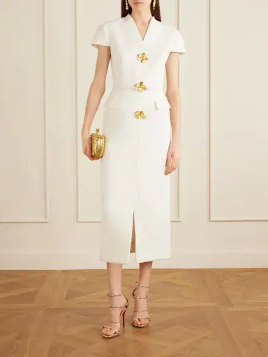 Oscar de la Renta Wool-blend Tweed Midi Dress | Thumbnail 2 Oscar de la Renta Wool-blend Tweed Midi Dress | Thumbnail 2