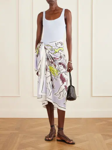 Tory Burch Printed Cotton And Silk-blend Twill Pareo | Thumbnail 2 Tory Burch Printed Cotton And Silk-blend Twill Pareo | Thumbnail 2