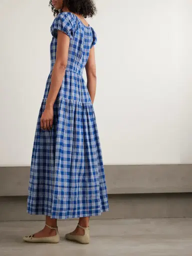 DÔEN Valenne Tiered Checked Organic Cotton Midi Dress | Thumbnail 3 DÔEN Valenne Tiered Checked Organic Cotton Midi Dress | Thumbnail 3