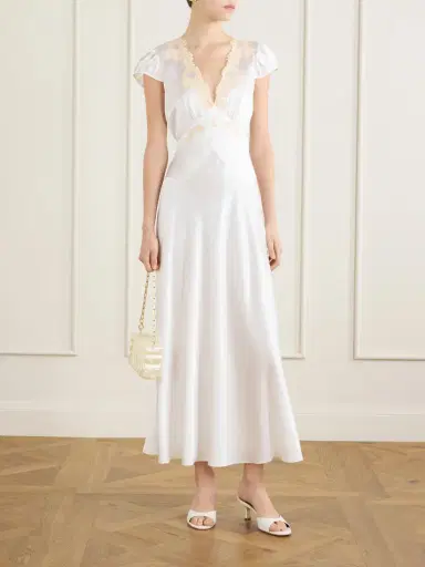 DÔEN Coraline Corded Lace-trimmed Silk-satin Midi Dress | Thumbnail 2 DÔEN Coraline Corded Lace-trimmed Silk-satin Midi Dress | Thumbnail 2