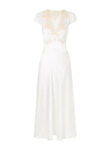 DÔEN Coraline Corded Lace-trimmed Silk-satin Midi Dress | Thumbnail 1 DÔEN Coraline Corded Lace-trimmed Silk-satin Midi Dress | Thumbnail 1