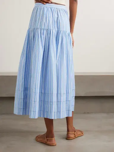 DÔEN Marceline Tiered Striped Organic Cotton Midi Skirt | Thumbnail 3 DÔEN Marceline Tiered Striped Organic Cotton Midi Skirt | Thumbnail 3