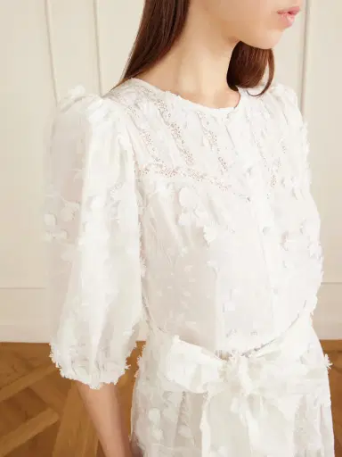 Loretta Caponi Poppi Belted Tiered Lace-trimmed Broderie Anglaise Cotton Maxi Dress | Thumbnail 4 Loretta Caponi Poppi Belted Tiered Lace-trimmed Broderie Anglaise Cotton Maxi Dress | Thumbnail 4