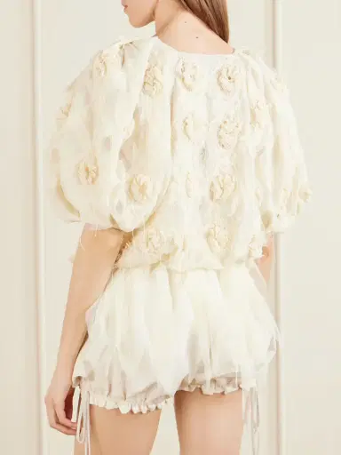 Pauline Dujancourt Lace-trimmed Embroidered Organza Jacket | Thumbnail 3 Pauline Dujancourt Lace-trimmed Embroidered Organza Jacket | Thumbnail 3