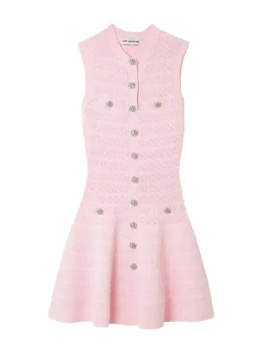 Self-Portrait Button-embellished Pointelle-knit Mini Dress | Thumbnail 1 Self-Portrait Button-embellished Pointelle-knit Mini Dress | Thumbnail 1
