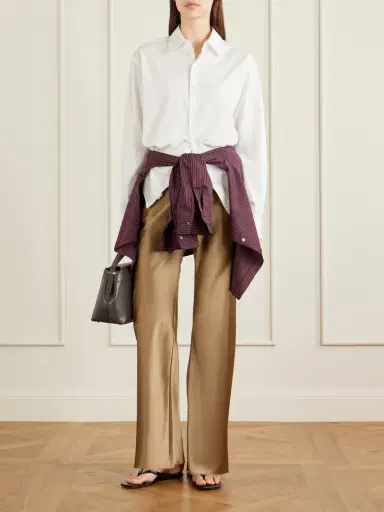 Comme Si Appliquéd Silk-charmeuse Straight-leg Pants | Thumbnail 3 Comme Si Appliquéd Silk-charmeuse Straight-leg Pants | Thumbnail 3