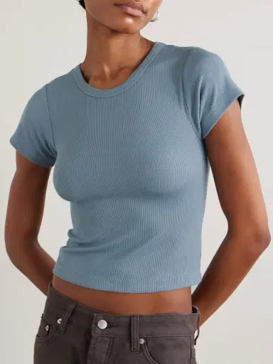 ÉTERNE Chloe Ribbed Stretch-jersey T-shirt | Thumbnail 3 ÉTERNE Chloe Ribbed Stretch-jersey T-shirt | Thumbnail 3