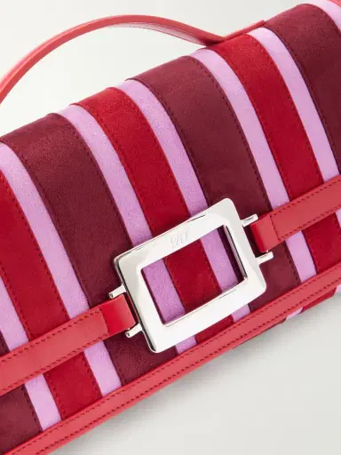 Roger Vivier Belle Vivier Buckled Leather-trimmed Striped Suede Clutch | Thumbnail 4 Roger Vivier Belle Vivier Buckled Leather-trimmed Striped Suede Clutch | Thumbnail 4