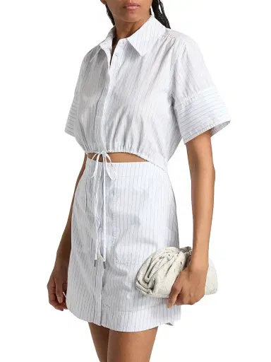 Simkhai Women's Marcy Striped Cotton Mini-Shirtdress - White Stripe - Size 0 | Thumbnail 4 Simkhai Women's Marcy Striped Cotton Mini-Shirtdress - White Stripe - Size 0 | Thumbnail 4