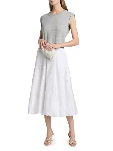 Cinq à Sept Women's Parker Layered Combo Midi-Dress - Heather Grey White - Size XL | Thumbnail 2 Cinq à Sept Women's Parker Layered Combo Midi-Dress - Heather Grey White - Size XL | Thumbnail 2