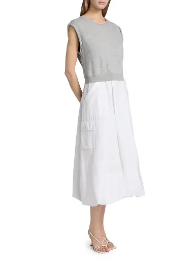 Cinq à Sept Women's Parker Layered Combo Midi-Dress - Heather Grey White - Size XL | Thumbnail 4 Cinq à Sept Women's Parker Layered Combo Midi-Dress - Heather Grey White - Size XL | Thumbnail 4