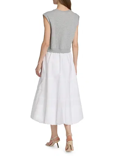 Cinq à Sept Women's Parker Layered Combo Midi-Dress - Heather Grey White - Size XL | Thumbnail 5 Cinq à Sept Women's Parker Layered Combo Midi-Dress - Heather Grey White - Size XL | Thumbnail 5
