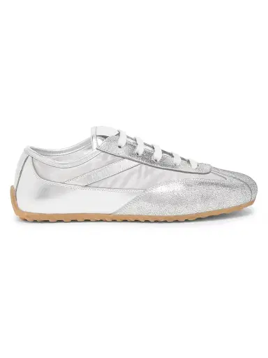 Alexander McQueen Women's Boxe Low-Top Leather Sneakers - Silver - Size 11.5 | Thumbnail 1 Alexander McQueen Women's Boxe Low-Top Leather Sneakers - Silver - Size 11.5 | Thumbnail 1
