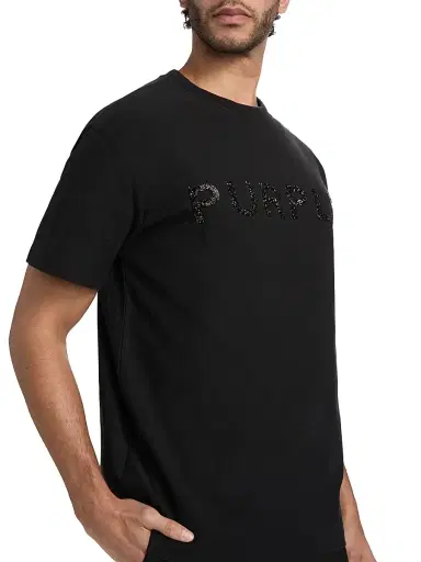 Purple Brand Men's Glitter Logo Cotton Jersey T-Shirt | Thumbnail 6 Purple Brand Men's Glitter Logo Cotton Jersey T-Shirt | Thumbnail 6